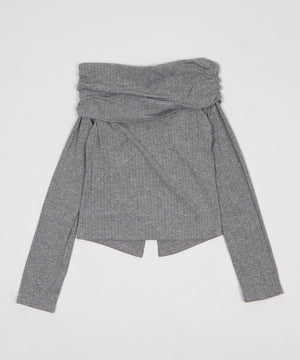 フェイクボタンオフショルトップ