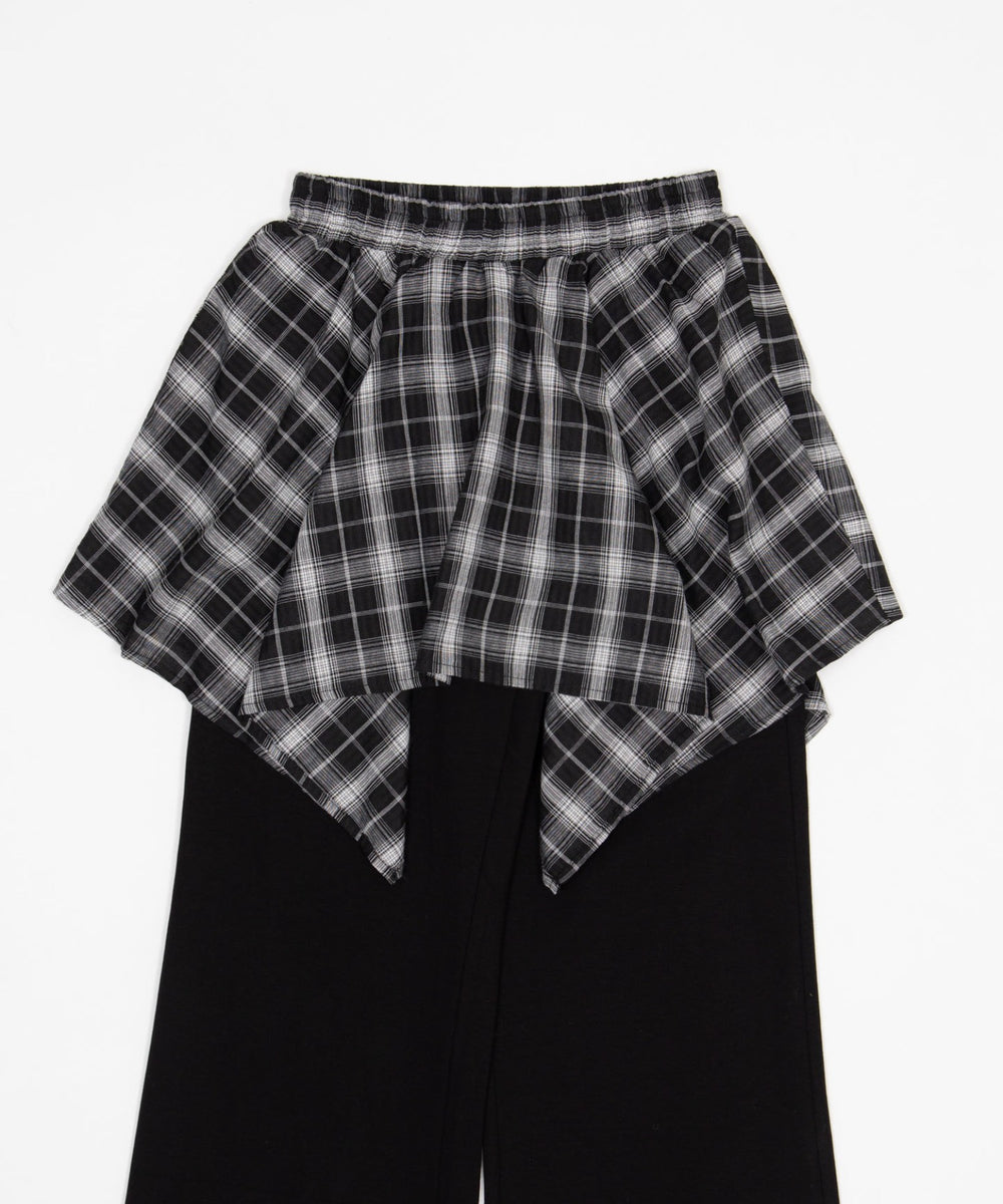 フェイクレイヤードフレアパンツ