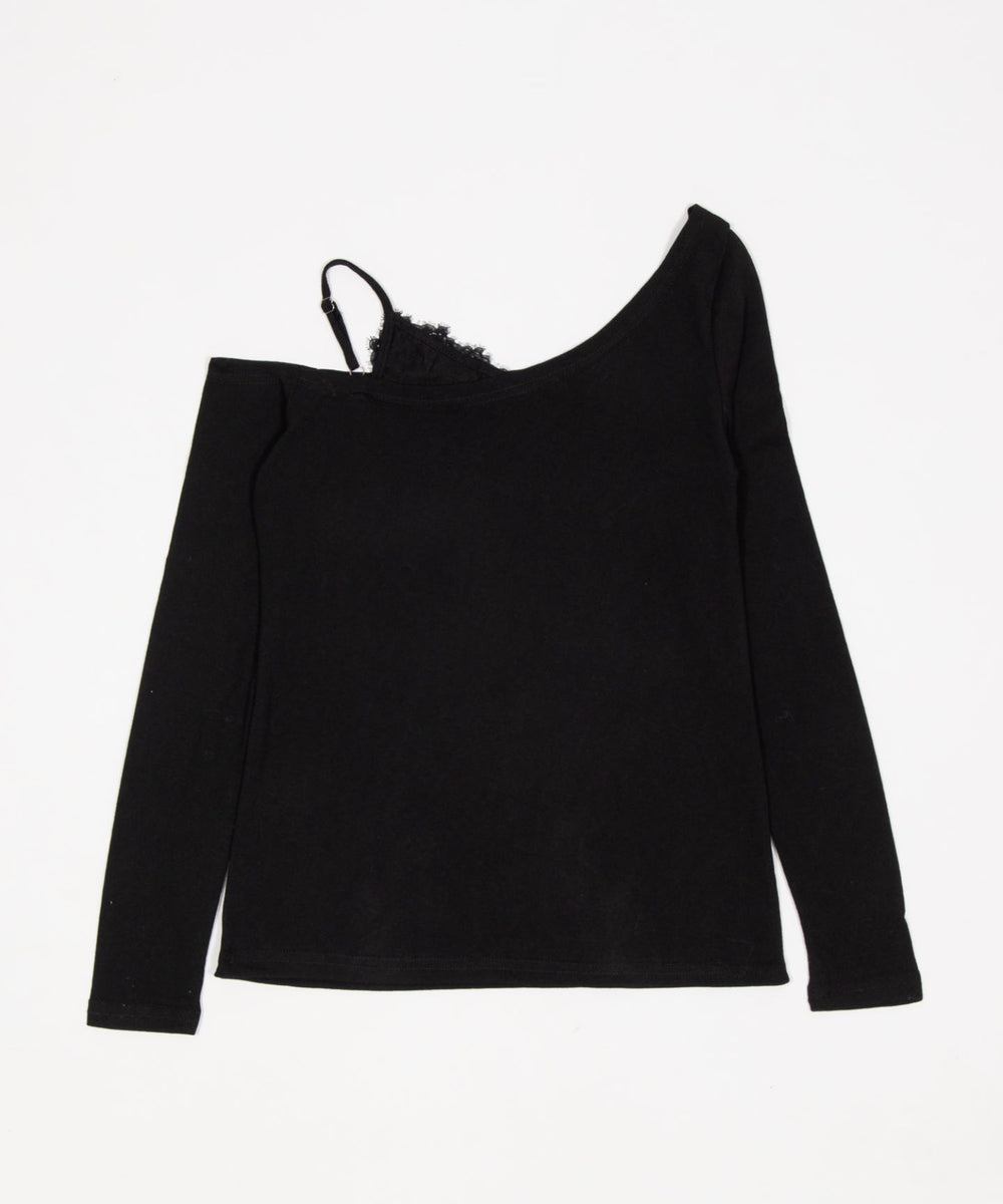 ワンショルダーナンバリングロゴT