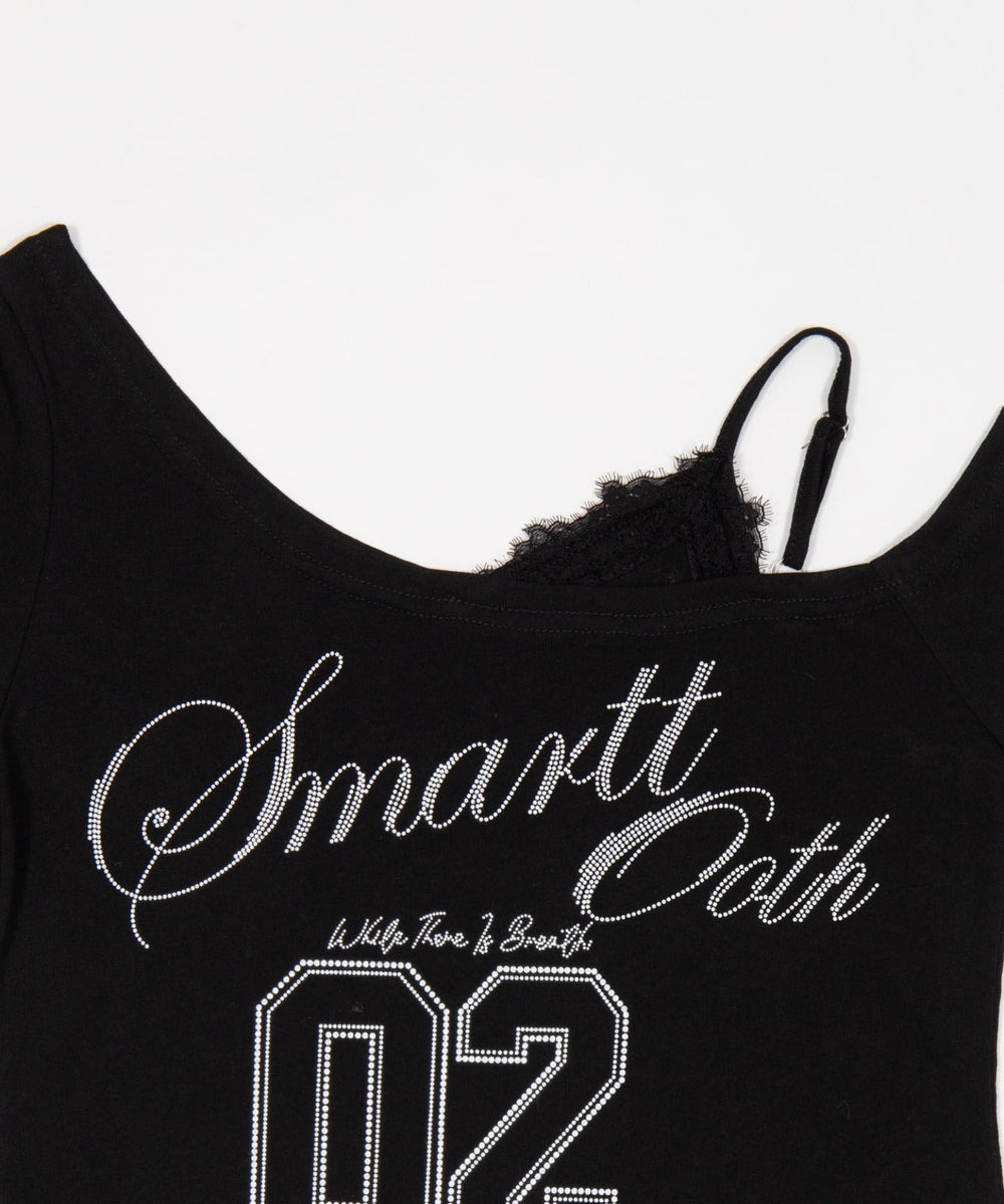 ワンショルダーナンバリングロゴT