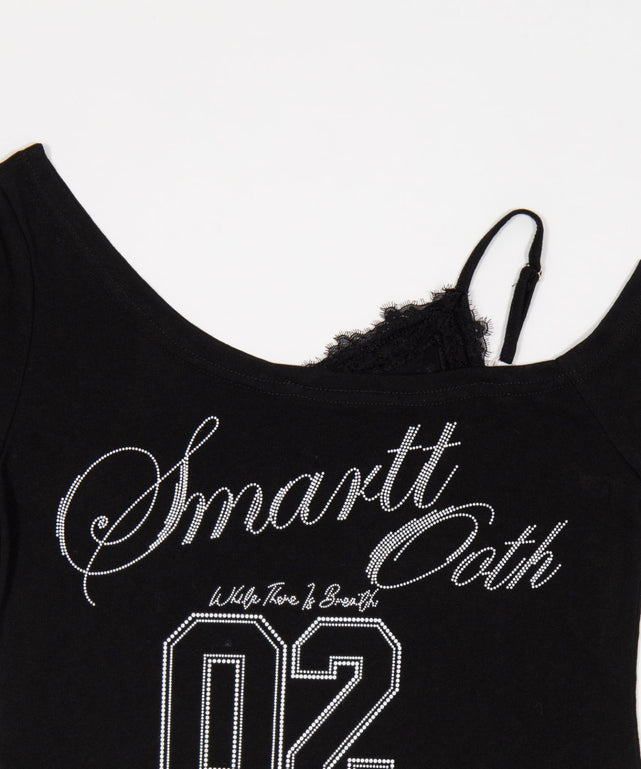 ワンショルダーナンバリングロゴT