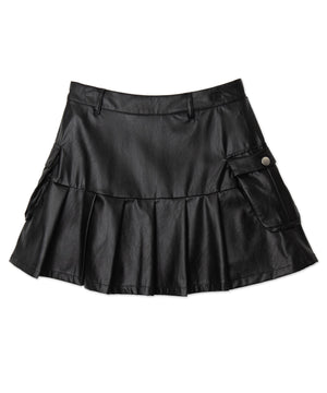 合皮カーゴプリーツヘムミニスカート