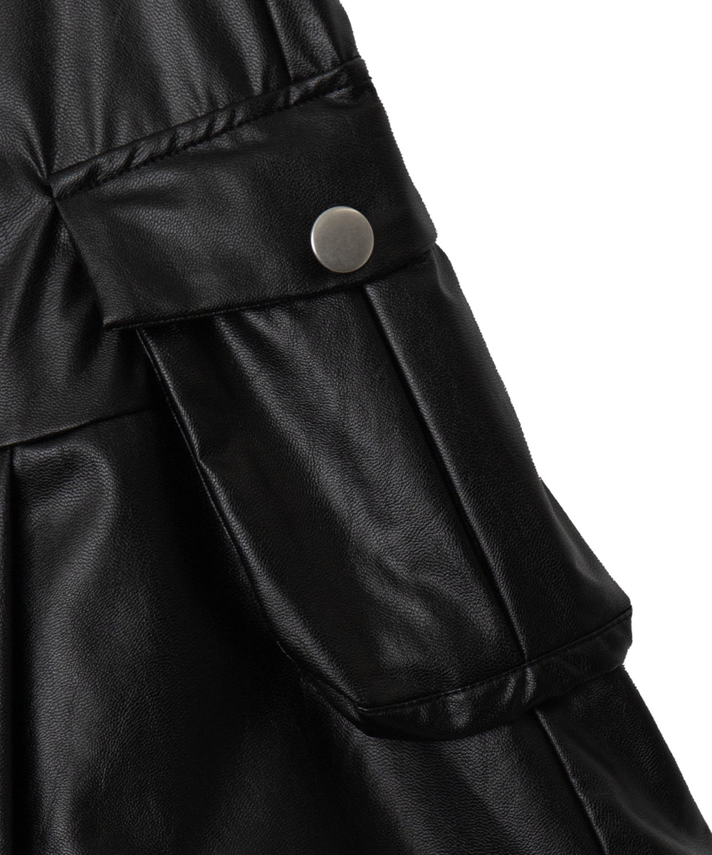 合皮カーゴプリーツヘムミニスカート