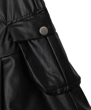 合皮カーゴプリーツヘムミニスカート