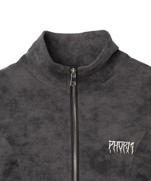 ブローチ付きダブルZIPロングスリーブトップス