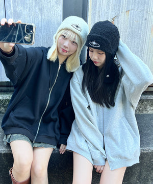 裏起毛ダブルZIPビッグパーカー