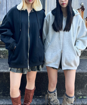 裏起毛ダブルZIPビッグパーカー