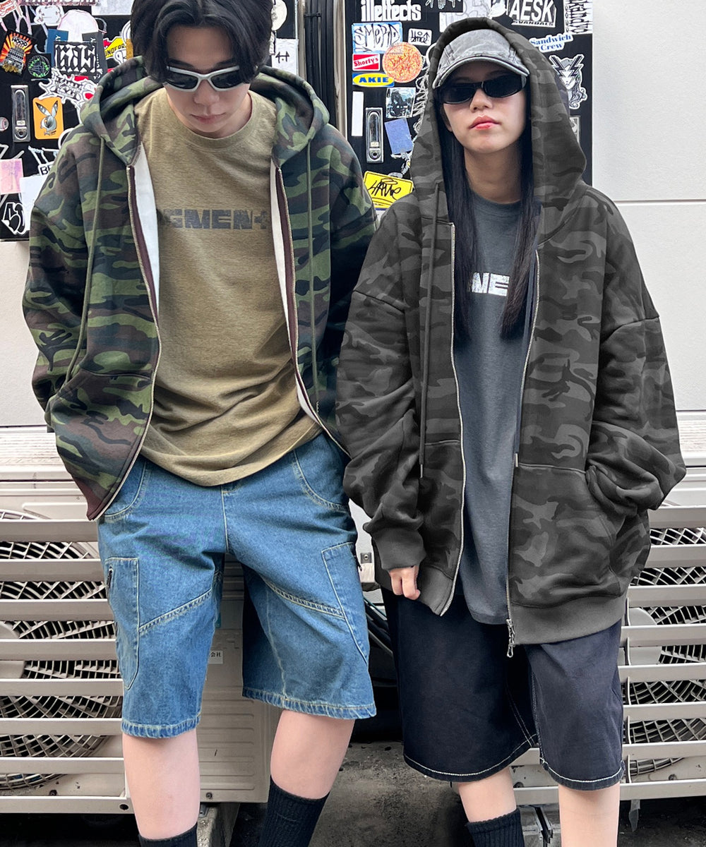 カモフラダブルZIPビッグパーカー