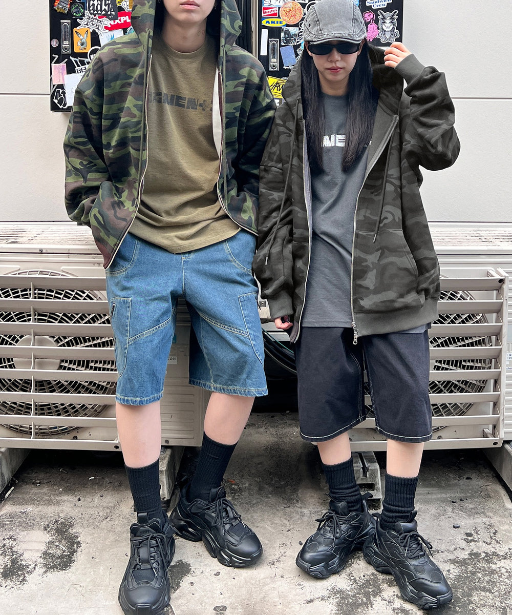 カモフラダブルZIPビッグパーカー