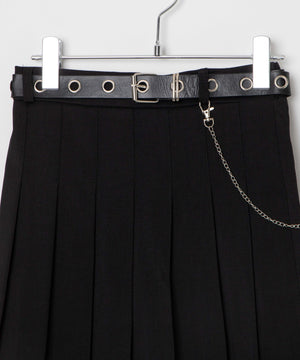 ベルト付きチェーンプリーツミニスカート