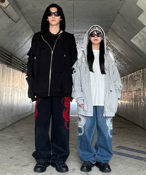 ドラゴン刺繍デニムパンツ