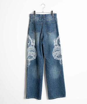 ドラゴン刺繍デニムパンツ