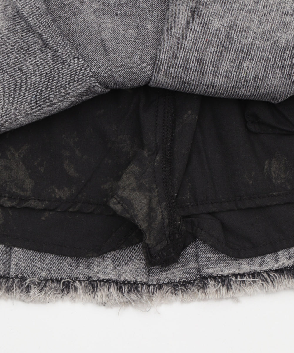 プリーツヘムフリンジデニムミニスカート《新色登場》