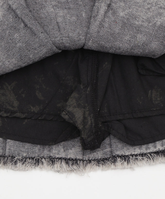 プリーツヘムフリンジデニムミニスカート《新色登場》