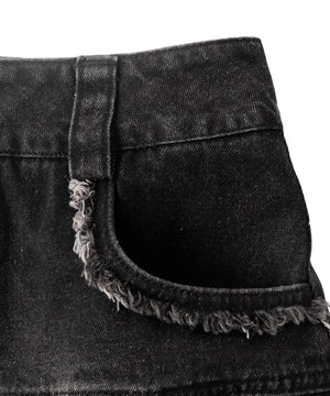 プリーツヘムフリンジデニムミニスカート《新色登場》