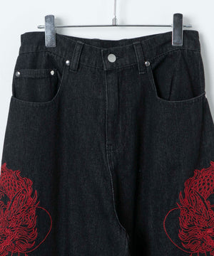 ドラゴン刺繍デニムパンツ