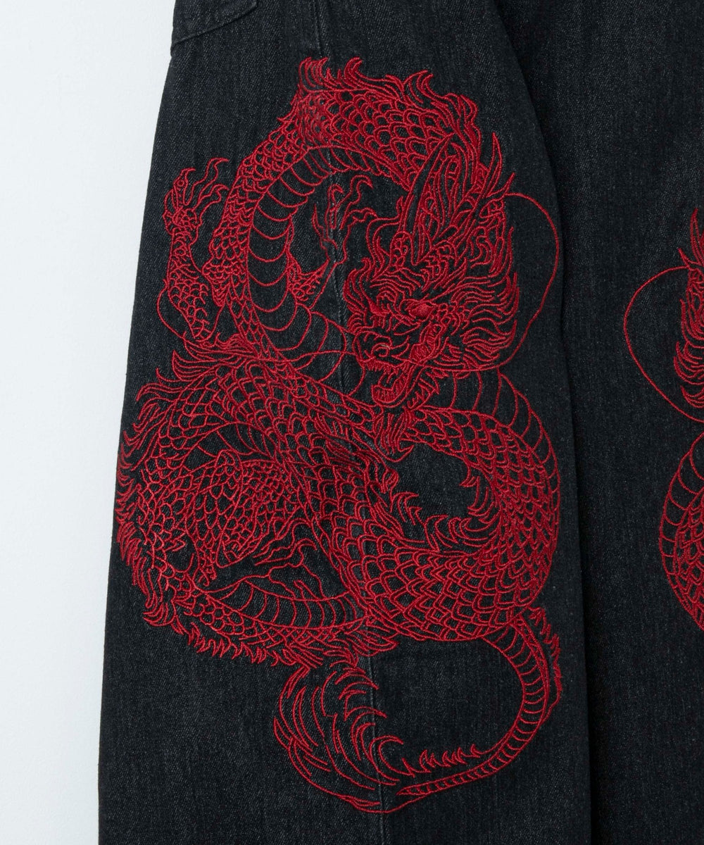ドラゴン刺繍デニムパンツ