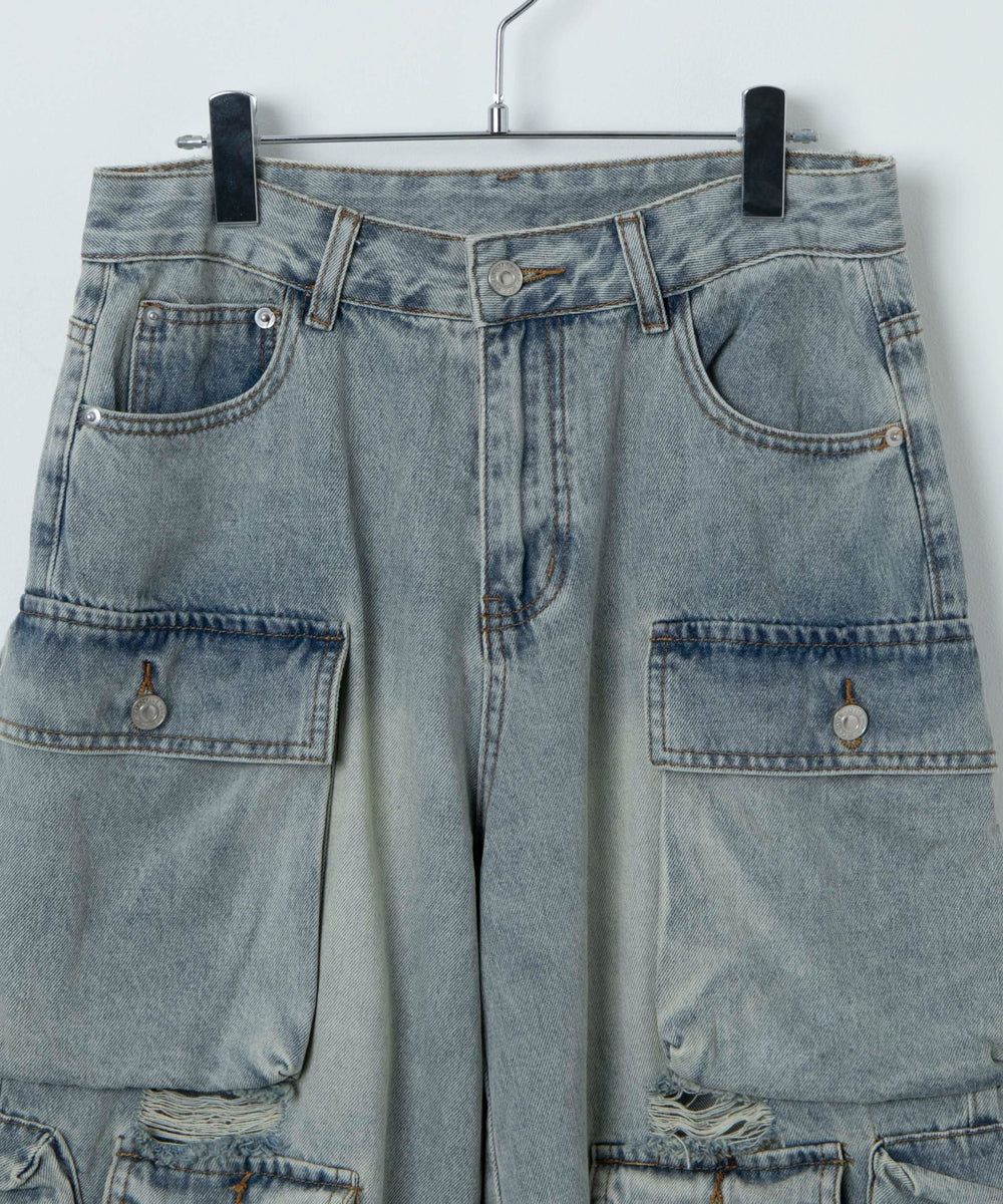 マルチカーゴデニムハーフパンツ