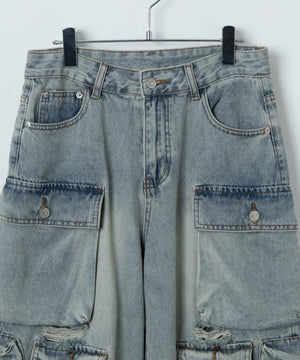 マルチカーゴデニムハーフパンツ