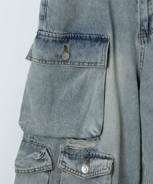 マルチカーゴデニムハーフパンツ