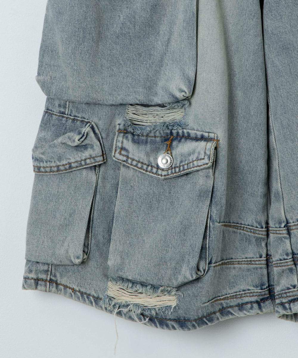 マルチカーゴデニムハーフパンツ