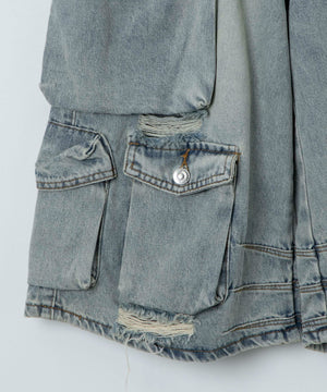 マルチカーゴデニムハーフパンツ