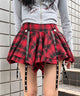 パンクチェックミニスカート/レッド モデル：154㎝ FREE着用