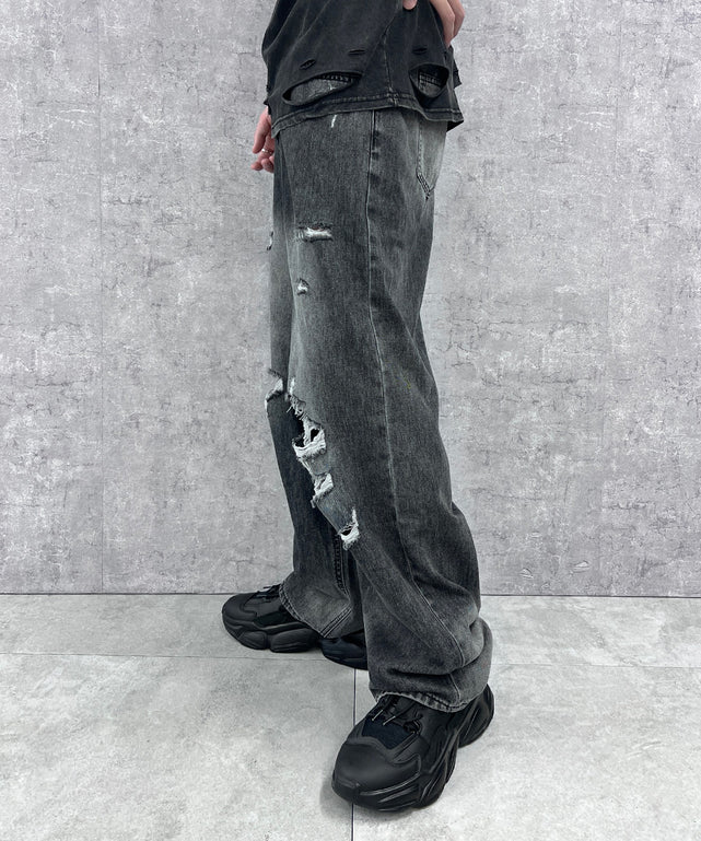 ダメージデニムワイドバギーパンツ – WEGO ONLINE STORE