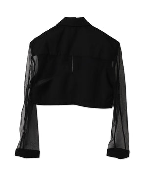 オーガンジースリーブデザインシャツ