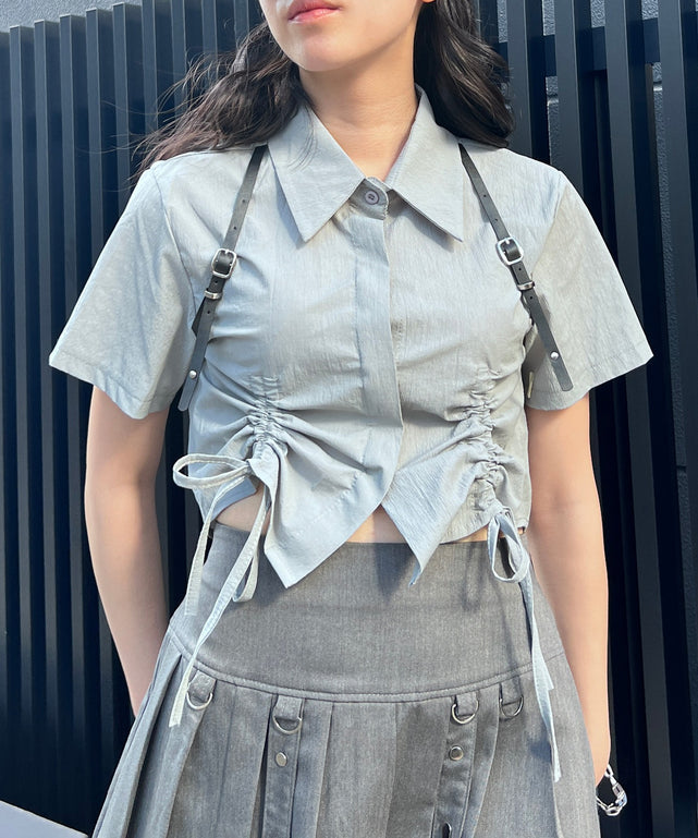 WIRROW ウィロウ　半袖　ショートスリーブ　シャツ WIRROW｜ウィロウ｜Cotton linen stand collar shirt｜siz