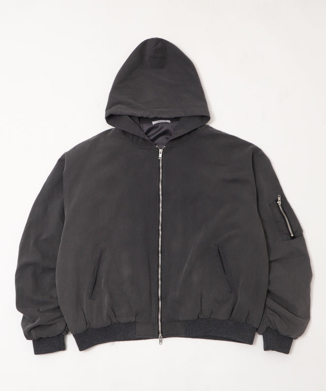 ツイルフードボンバージャケット/チャコール