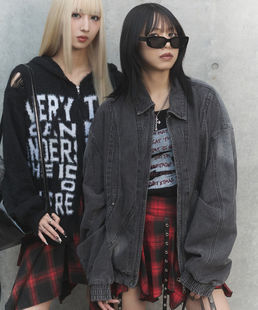 80'sライクデニムボンバーブルゾン