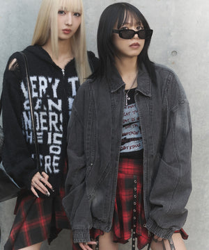 80'sライクデニムボンバーブルゾン