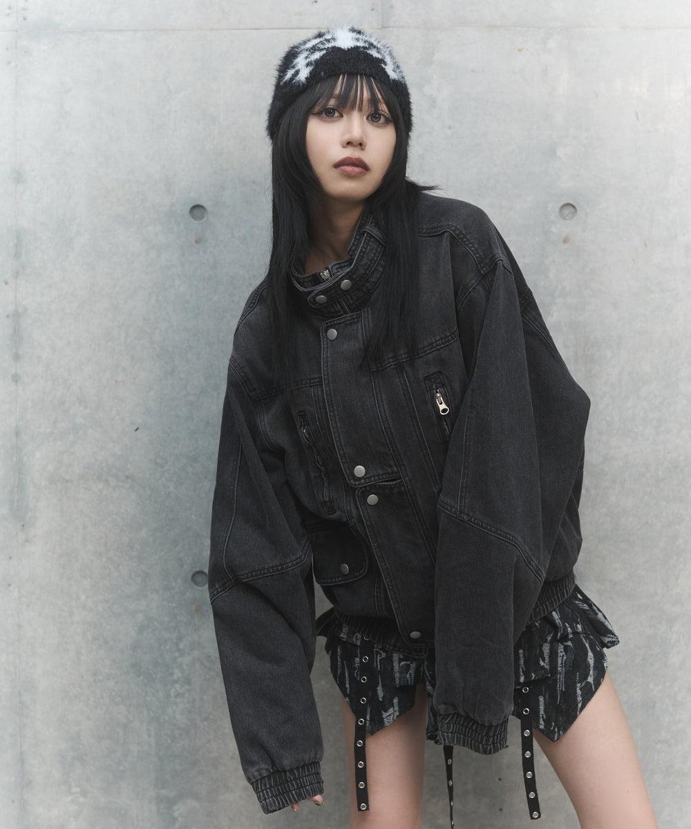 80'sライクデニムバイカーブルゾン