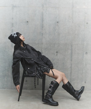 80'sライクデニムバイカーブルゾン