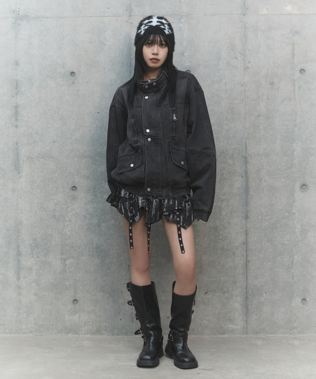 80'sライクデニムバイカーブルゾン