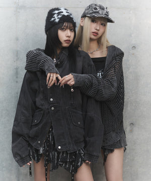 80'sライクデニムバイカーブルゾン