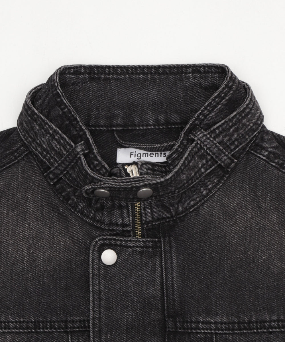 80'sライクデニムバイカーブルゾン