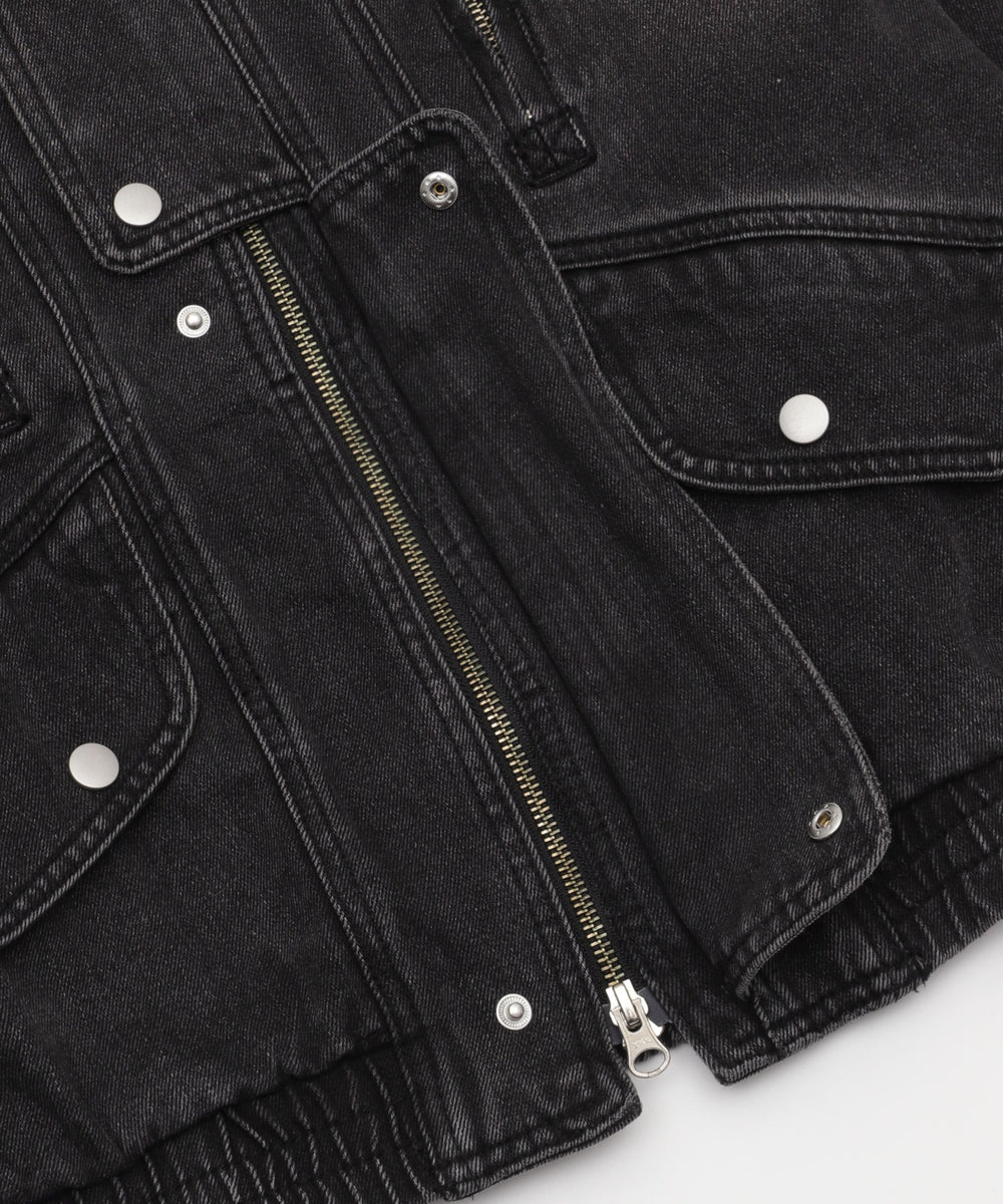 80'sライクデニムバイカーブルゾン