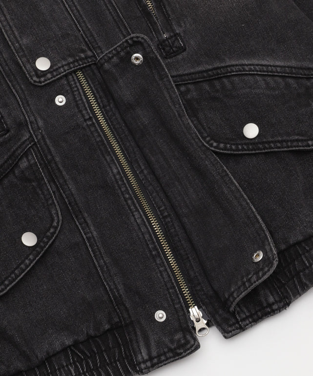 80'sライクデニムバイカーブルゾン