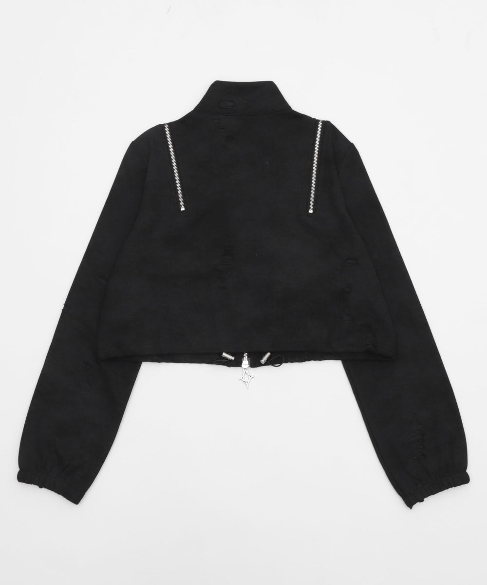 クロップドショルダーZIPトップ