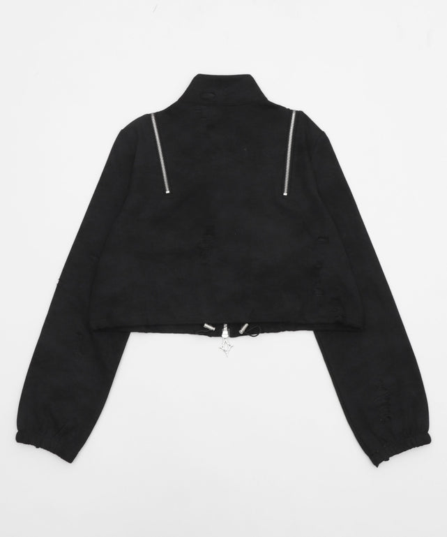 クロップドショルダーZIPトップ