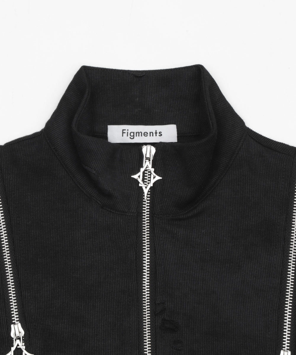 クロップドショルダーZIPトップ