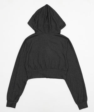 リブニットショートダブルZIPパーカー