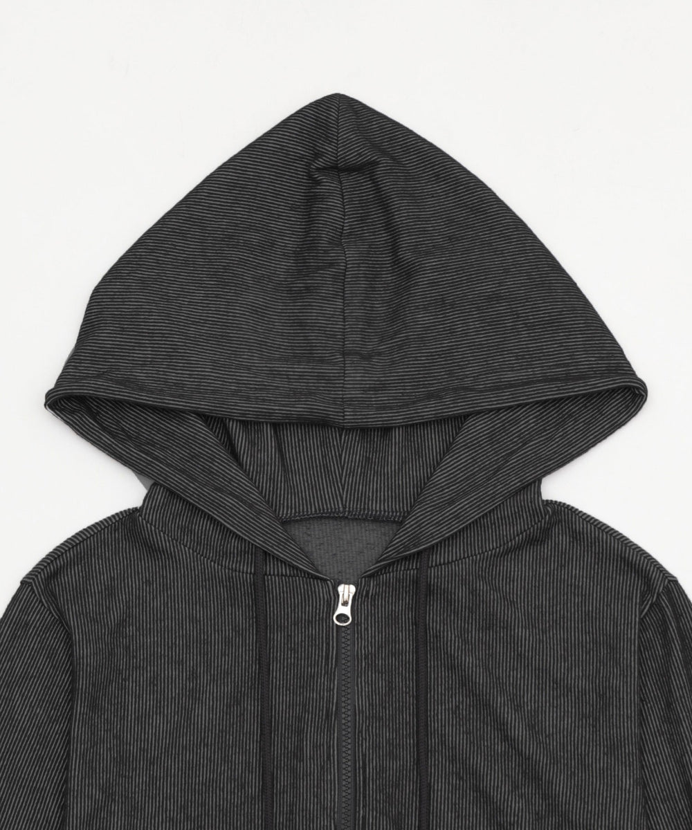 リブニットショートダブルZIPパーカー