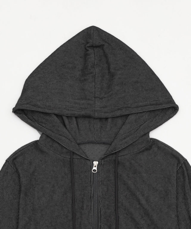 リブニットショートダブルZIPパーカー