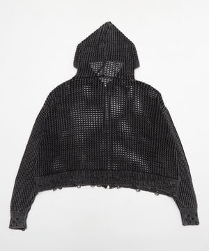 ブロックメッシュニットZIPパーカー