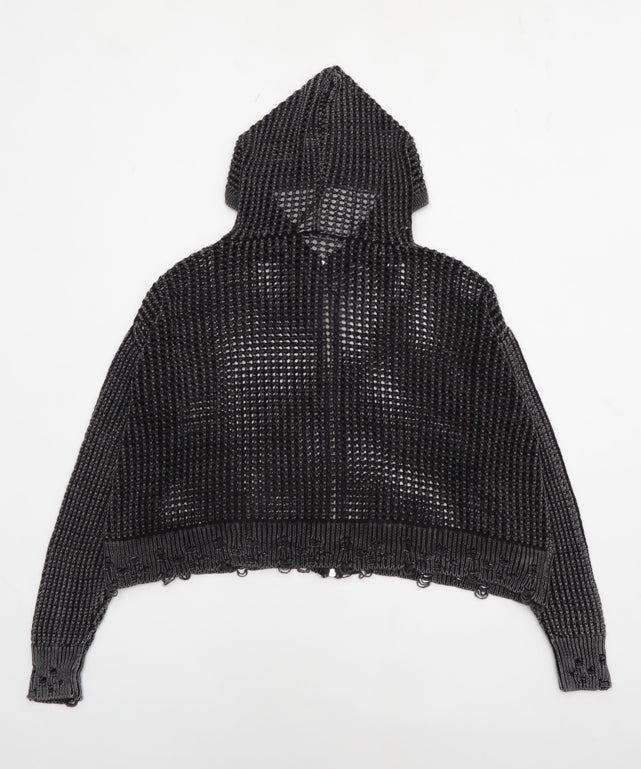 ブロックメッシュニットZIPパーカー