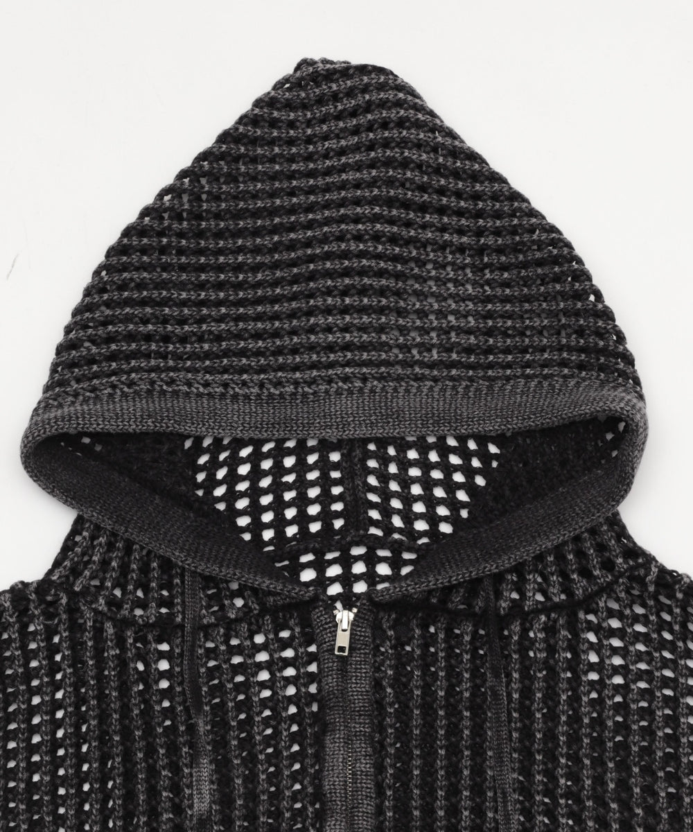 ブロックメッシュニットZIPパーカー