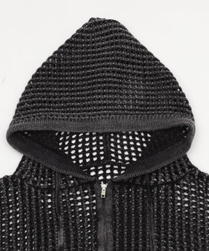 ブロックメッシュニットZIPパーカー